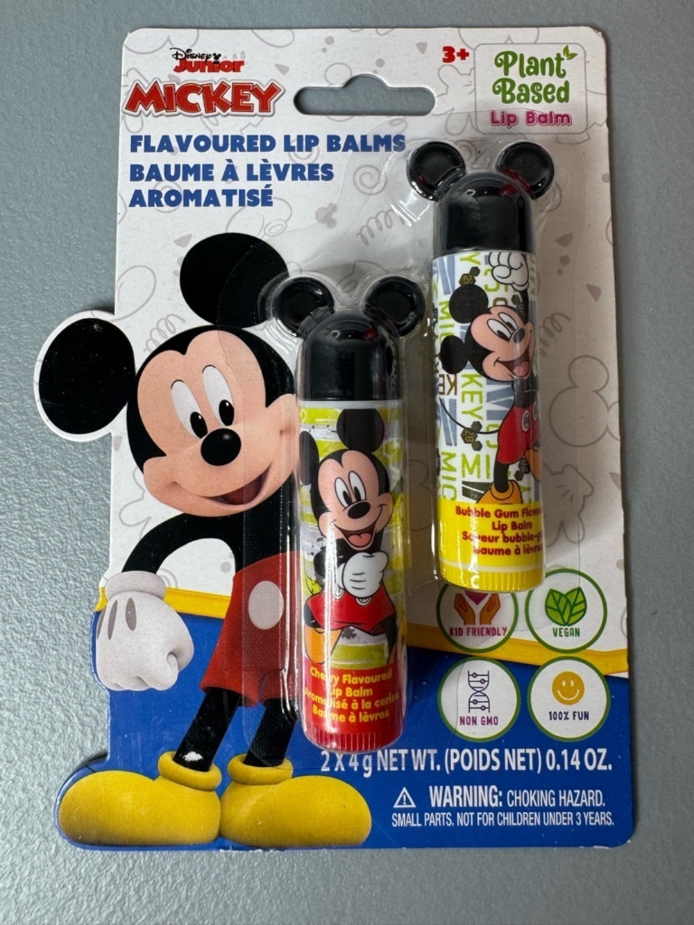 Disney Jr Mickey Mouse character Plant-Based Flavoured Lip Balm 2-pack novelty